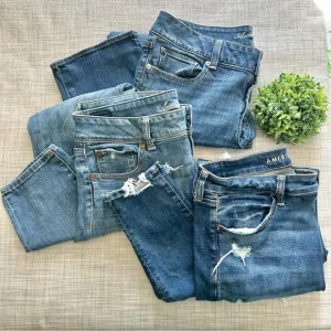 American Eagle stretch Jean bundle, retro styles (2011-2012), lots of character!