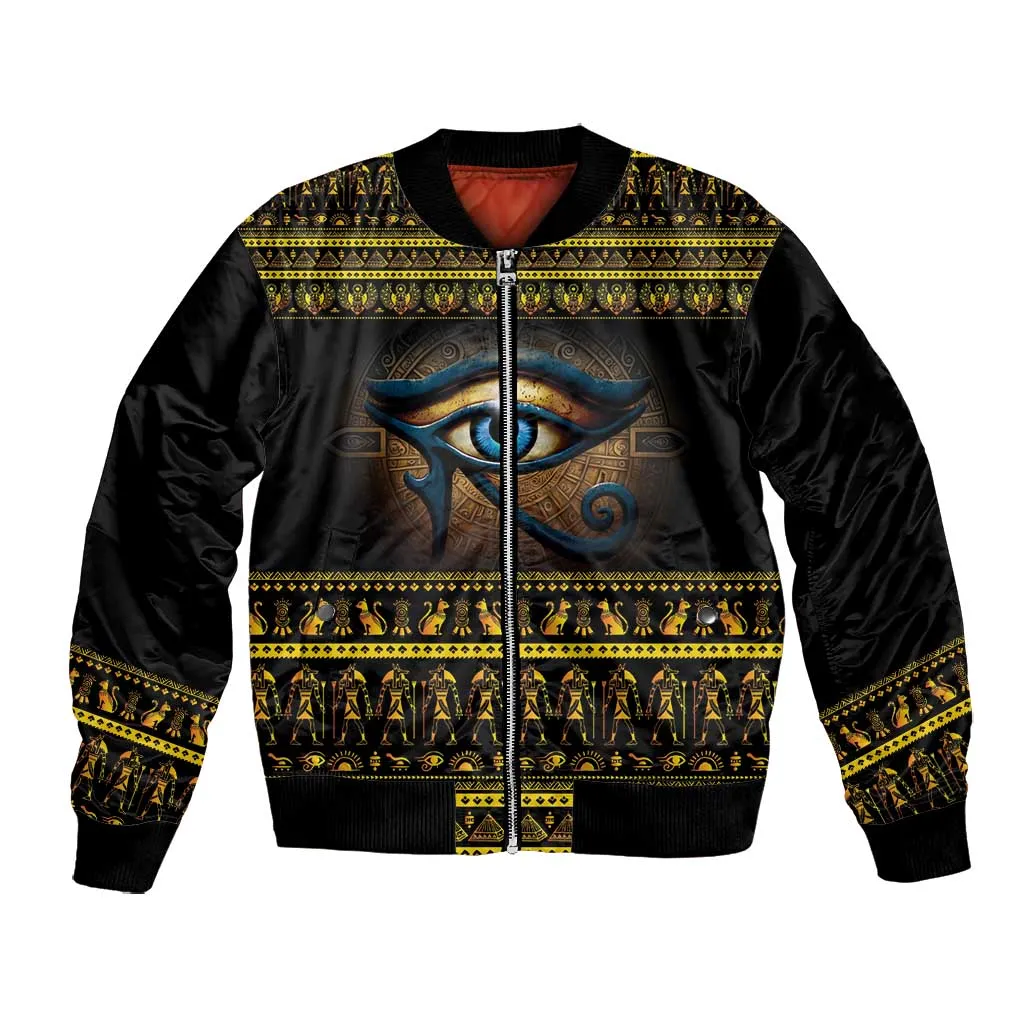 Ancient Egypt Eye Of Ra Bomber Jacket Sun To The Egyptians LT14