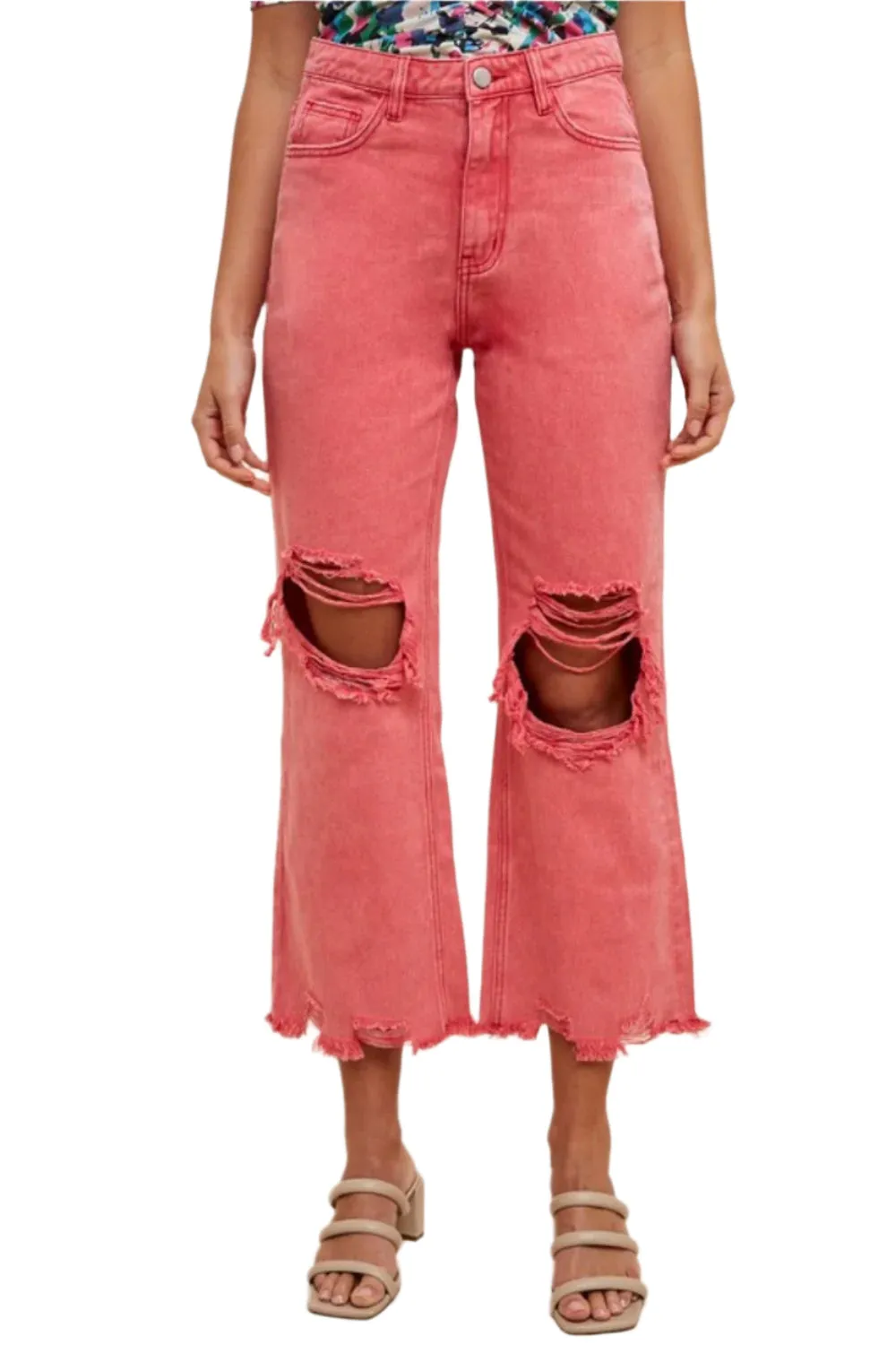 Annie Wear Distressed Raw Hem Jeans