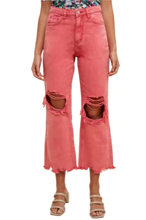 Annie Wear Distressed Raw Hem Jeans
