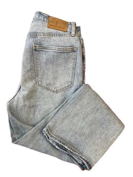 Aritzia Denim Forum The Arlo High Rise Straight Distressed Jeans