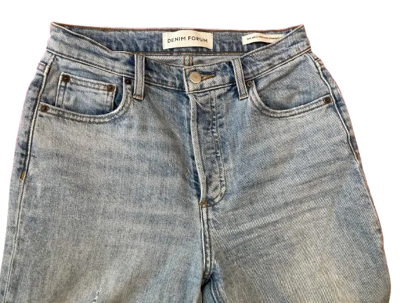 Aritzia Denim Forum The Arlo High Rise Straight Distressed Jeans