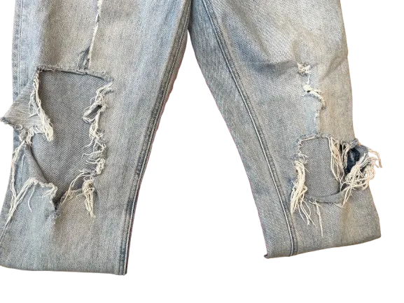 Aritzia Denim Forum The Arlo High Rise Straight Distressed Jeans