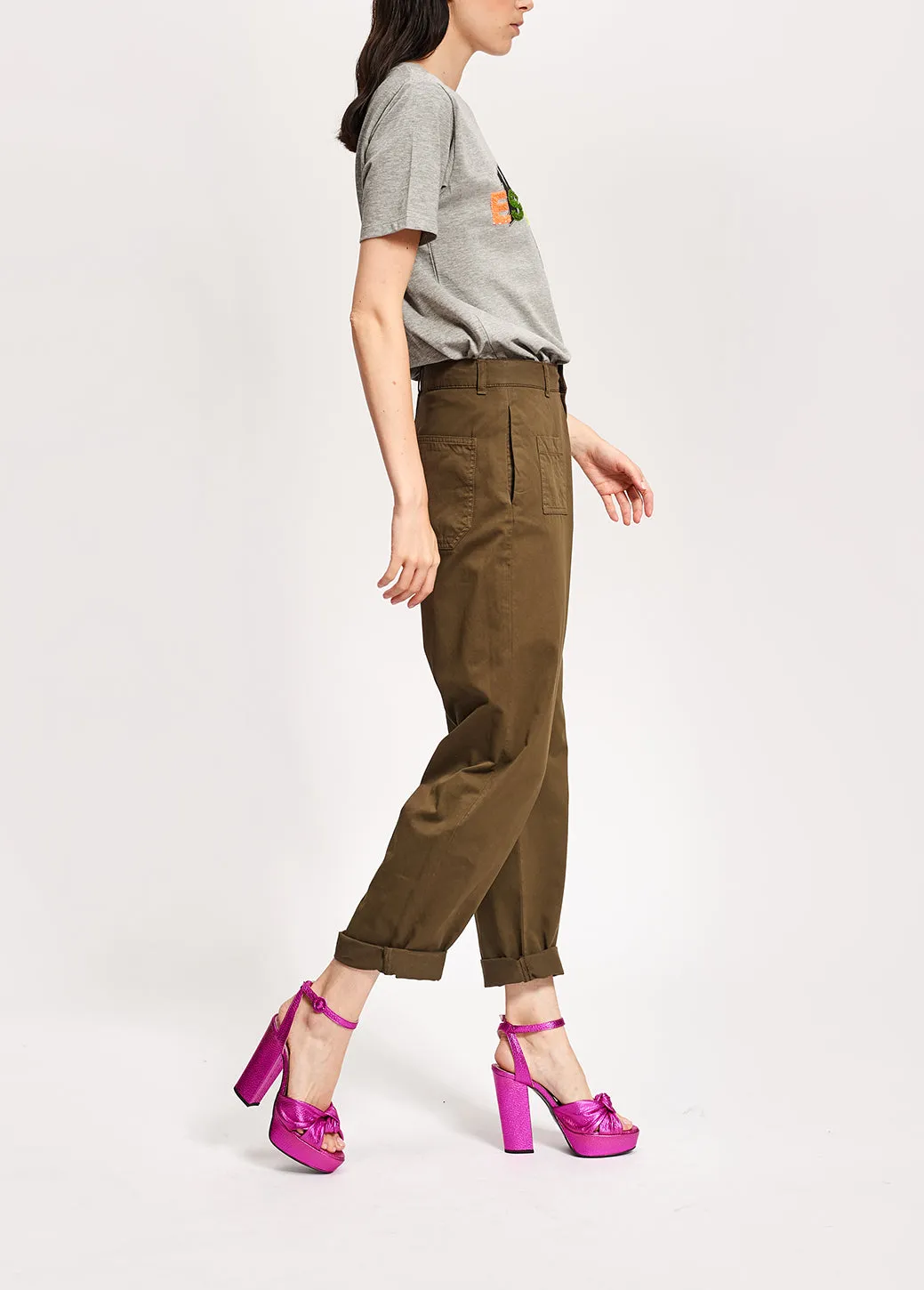 Army green cotton cargo pants