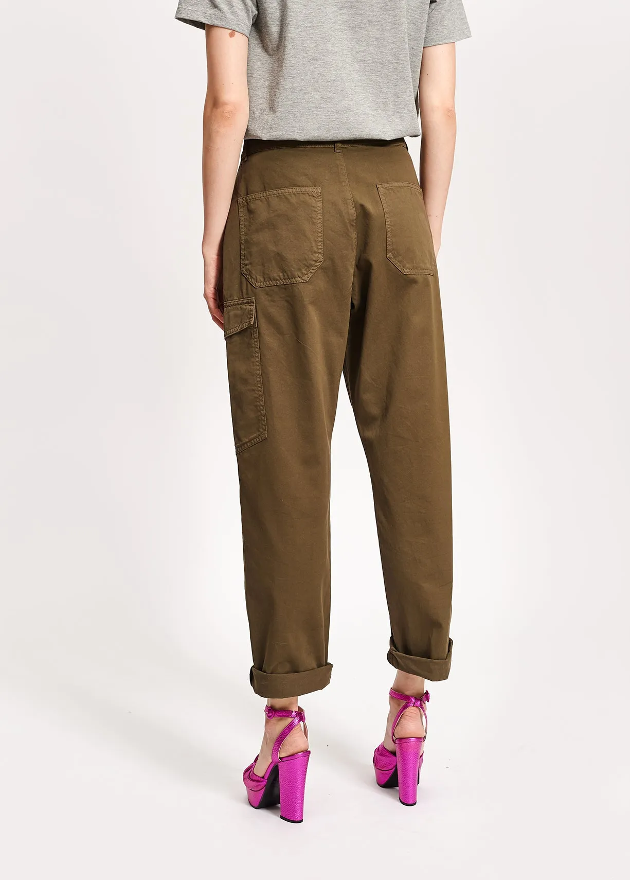 Army green cotton cargo pants