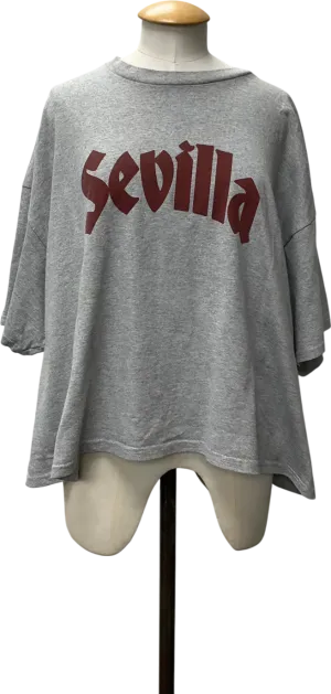 ASOS Cropped Oversized T-shirt With Sevilla Front Print In Grey Marl UK L
