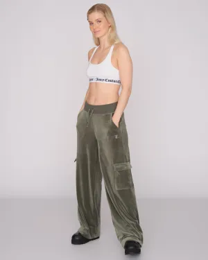 Audrey Cargo Classic Velour Trouser Thyme