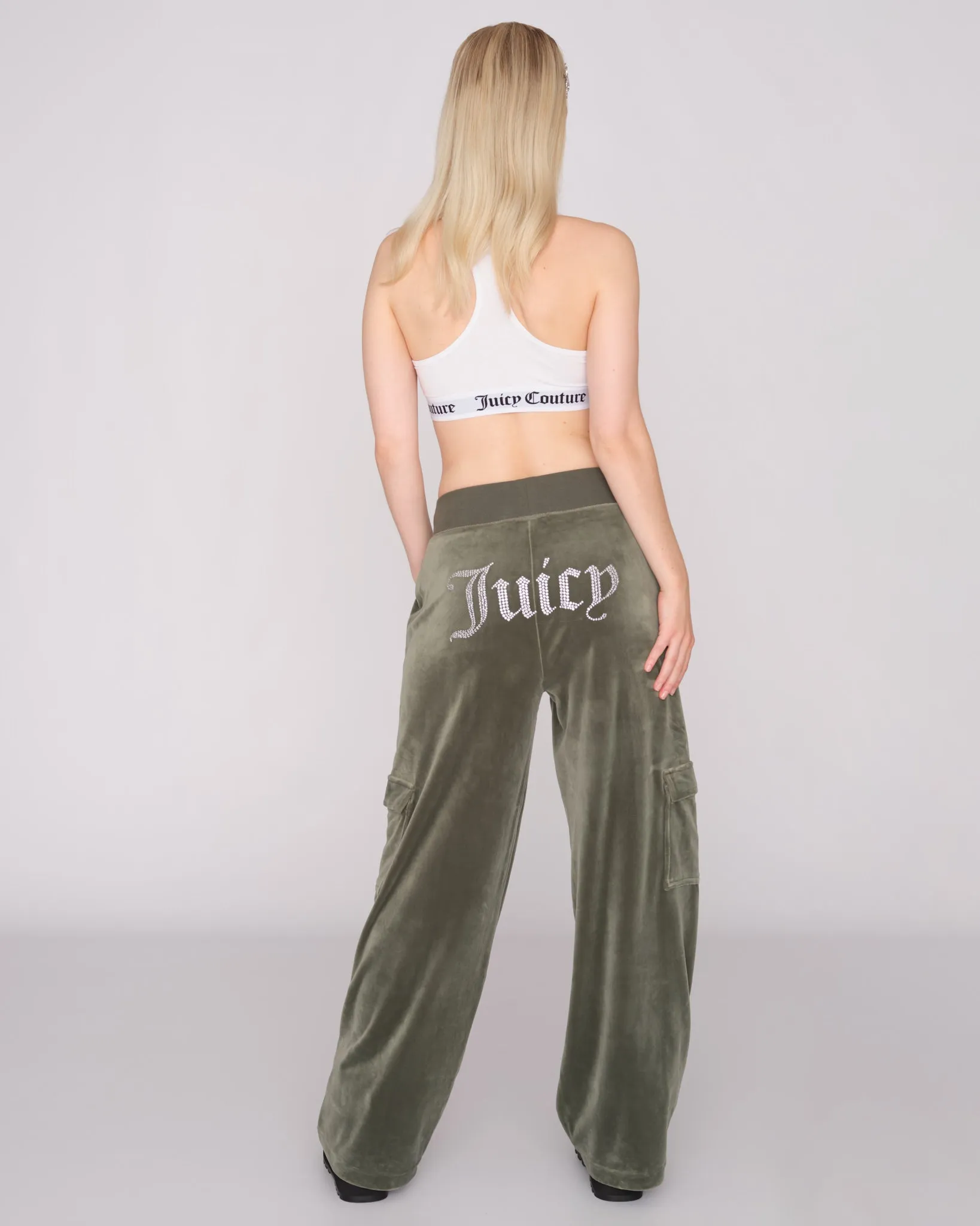 Audrey Cargo Classic Velour Trouser Thyme