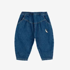 Baby Beneath The Moon Denim Baggy Pants, Navy Blue
