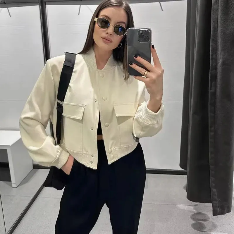 Baseball Aviator Cropped Bomber Jackets