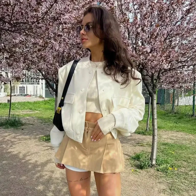 Baseball Aviator Cropped Bomber Jackets