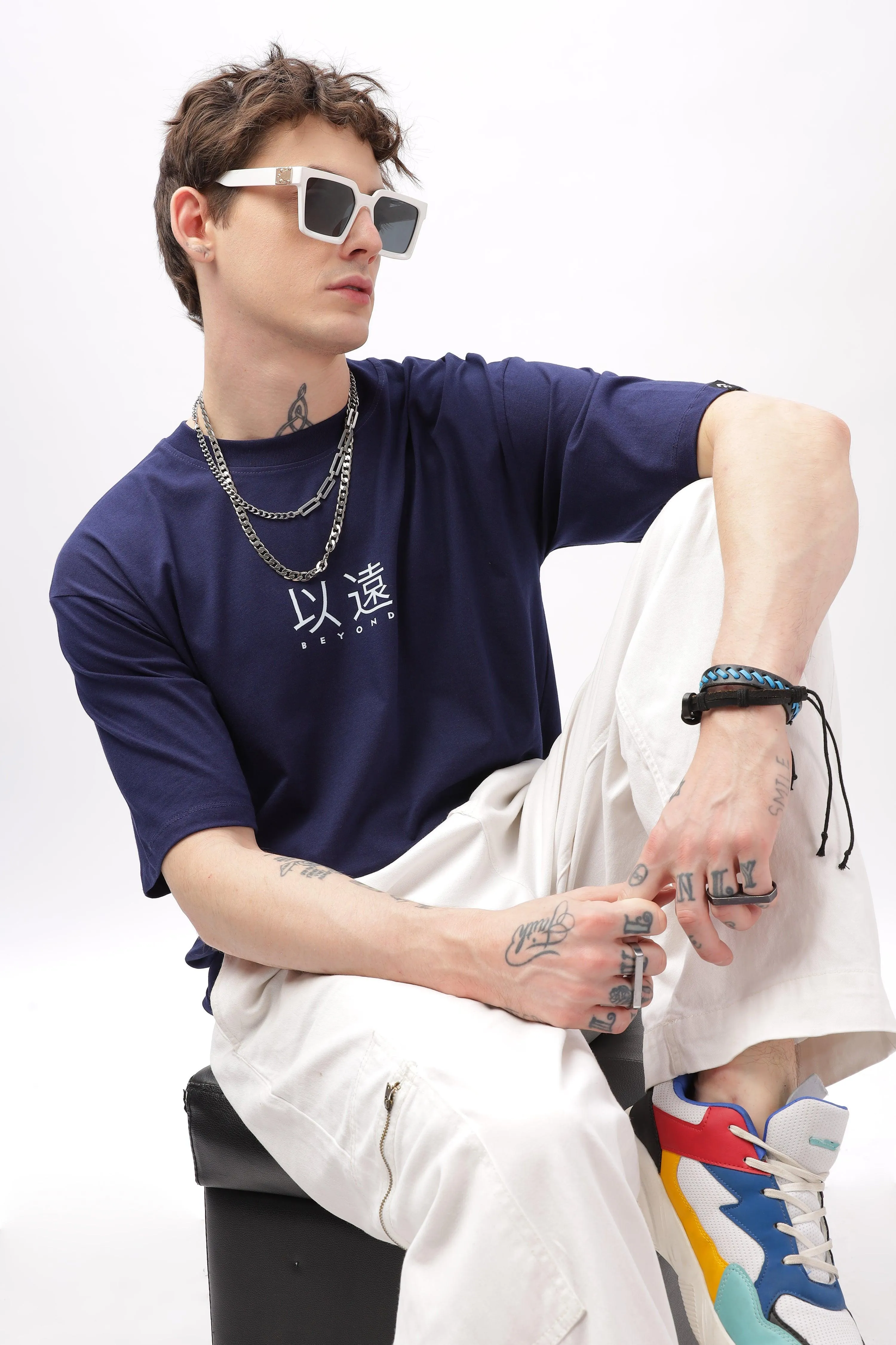 Beyond Navy Blue Oversized T-shirt