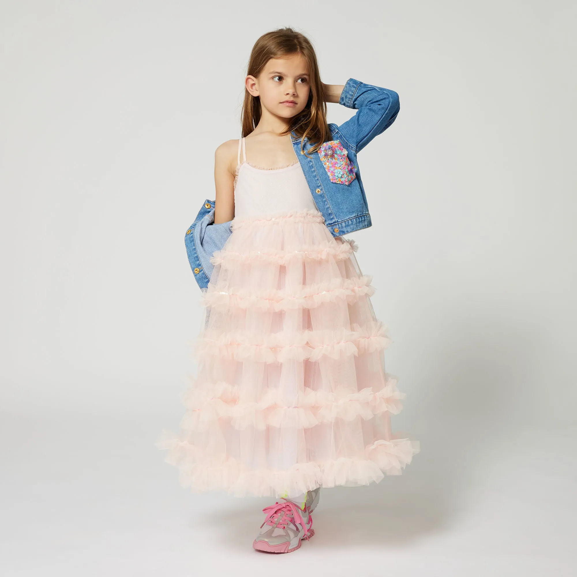 Billieblush Girls Double Stone Brushed Denim Jacket