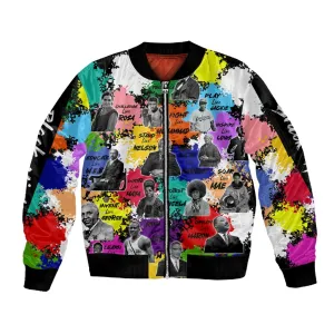 Black History Month African American Sleeve Zip Bomber Jacket Paint Splashes DT02