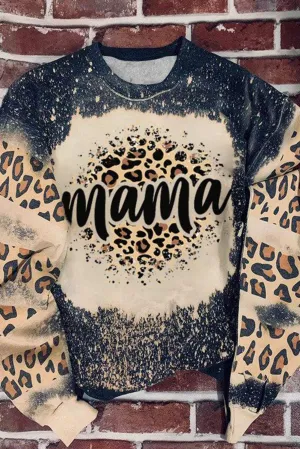 Black mama Leopard Bleached Print Sweatshirt