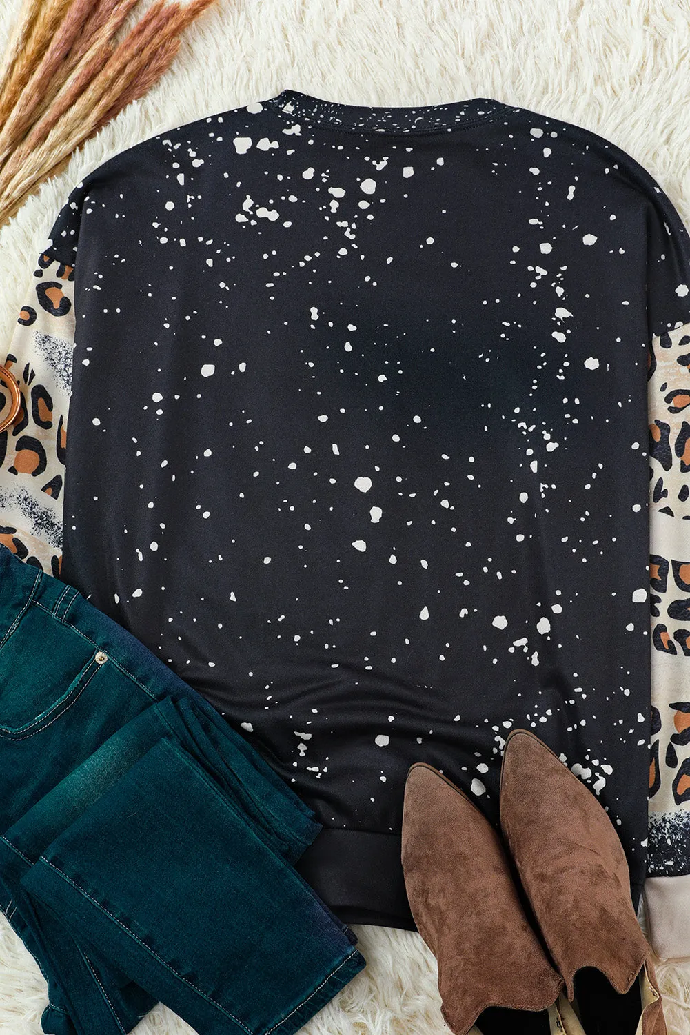 Black mama Leopard Bleached Print Sweatshirt