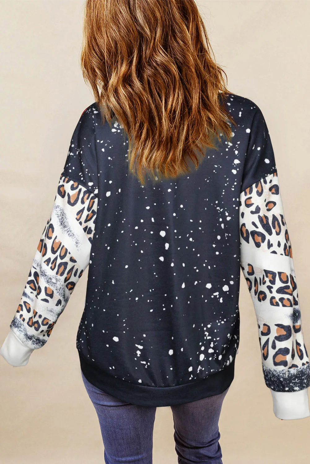 Black mama Leopard Bleached Print Sweatshirt
