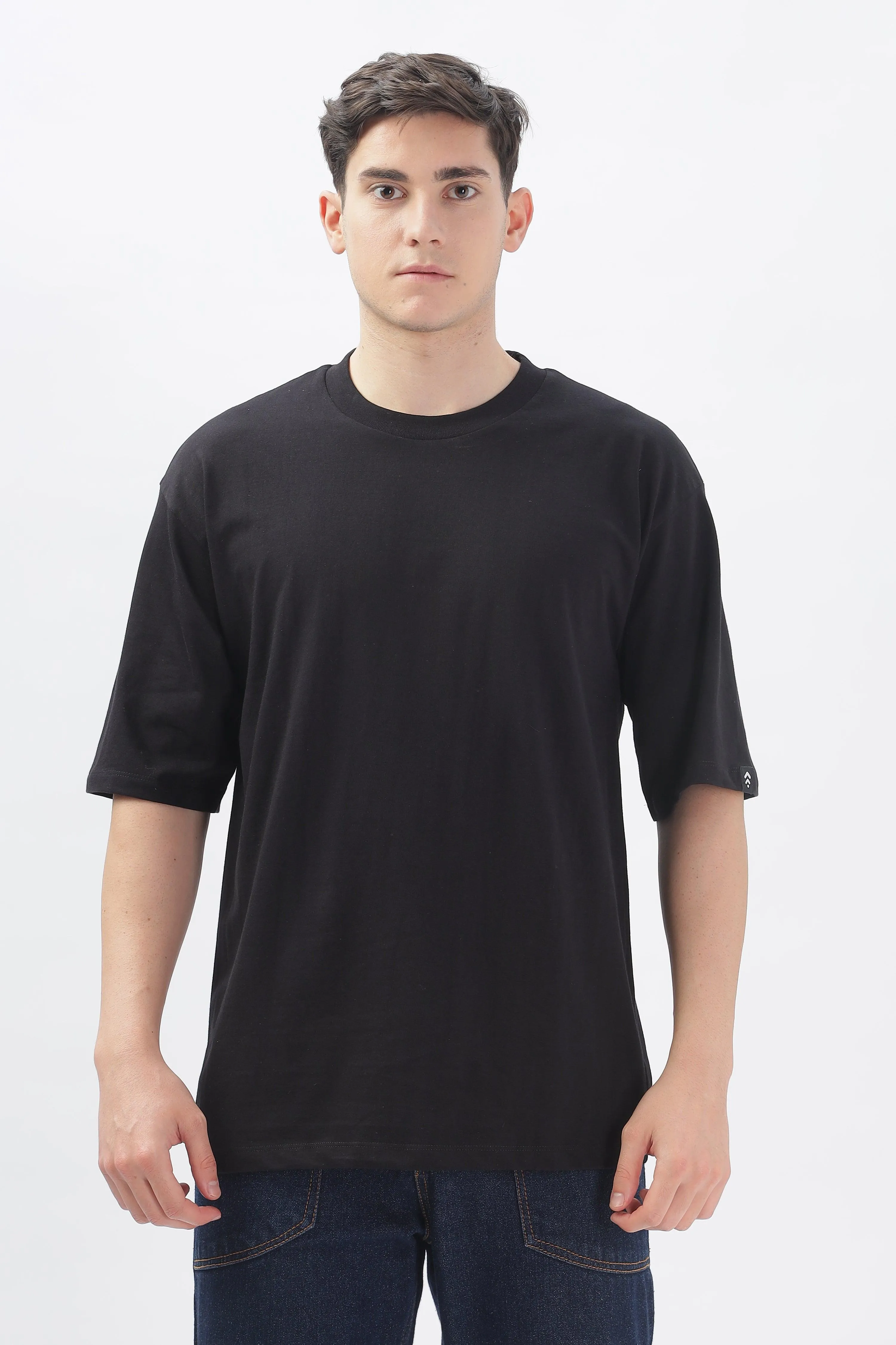 Black Oversized Solid T-shirt