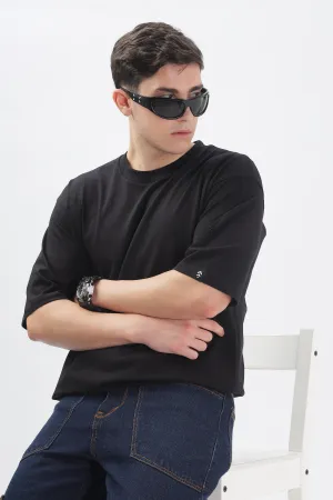 Black Oversized Solid T-shirt