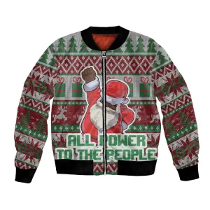 Black Santa Fist Christmas Africa Bomber Jacket All Power to the People DT03