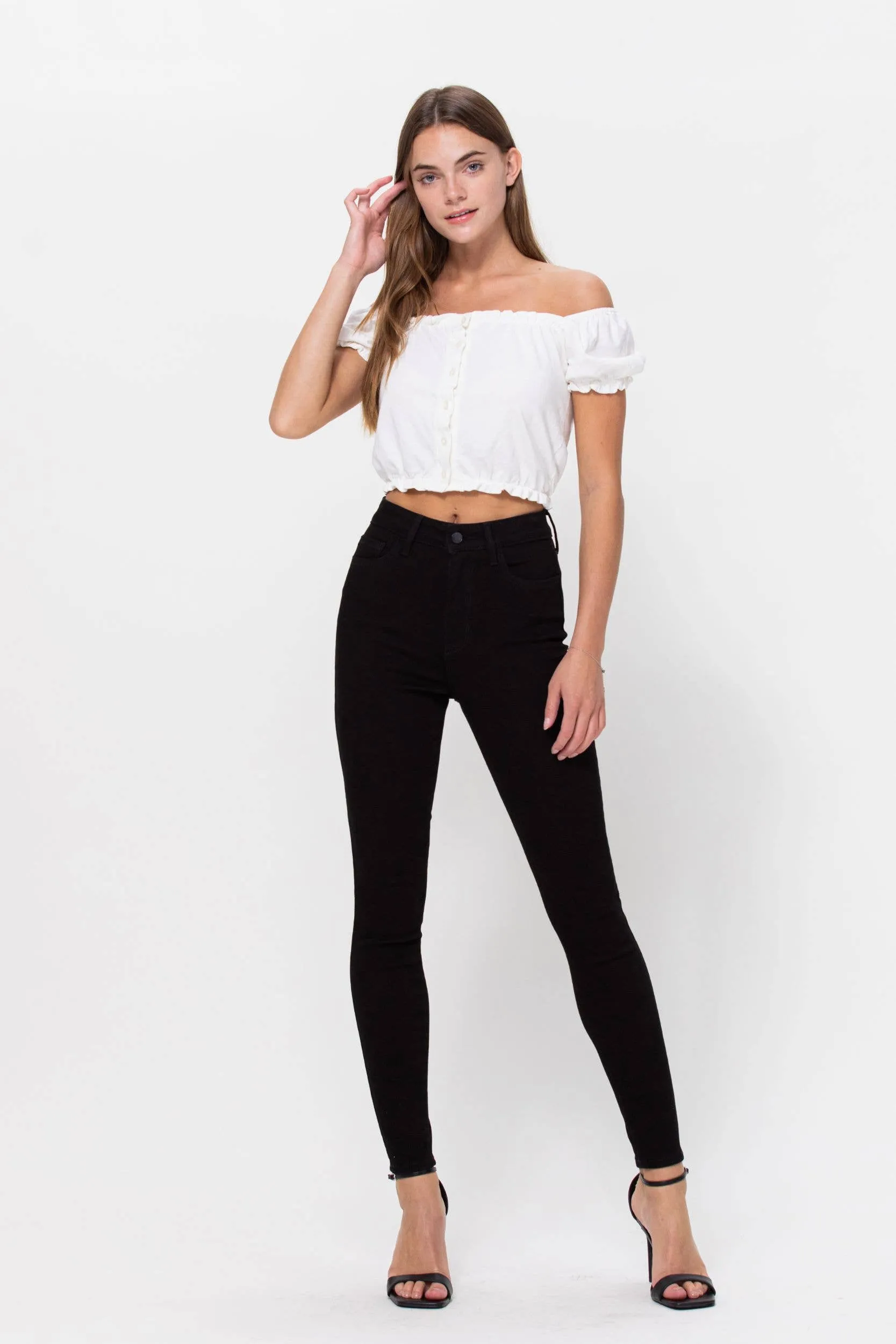 Black Stretch High Rise Ankle Skinny
