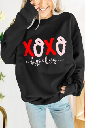 Black Valentines XOXO Graphic Pullover Sweatshirt