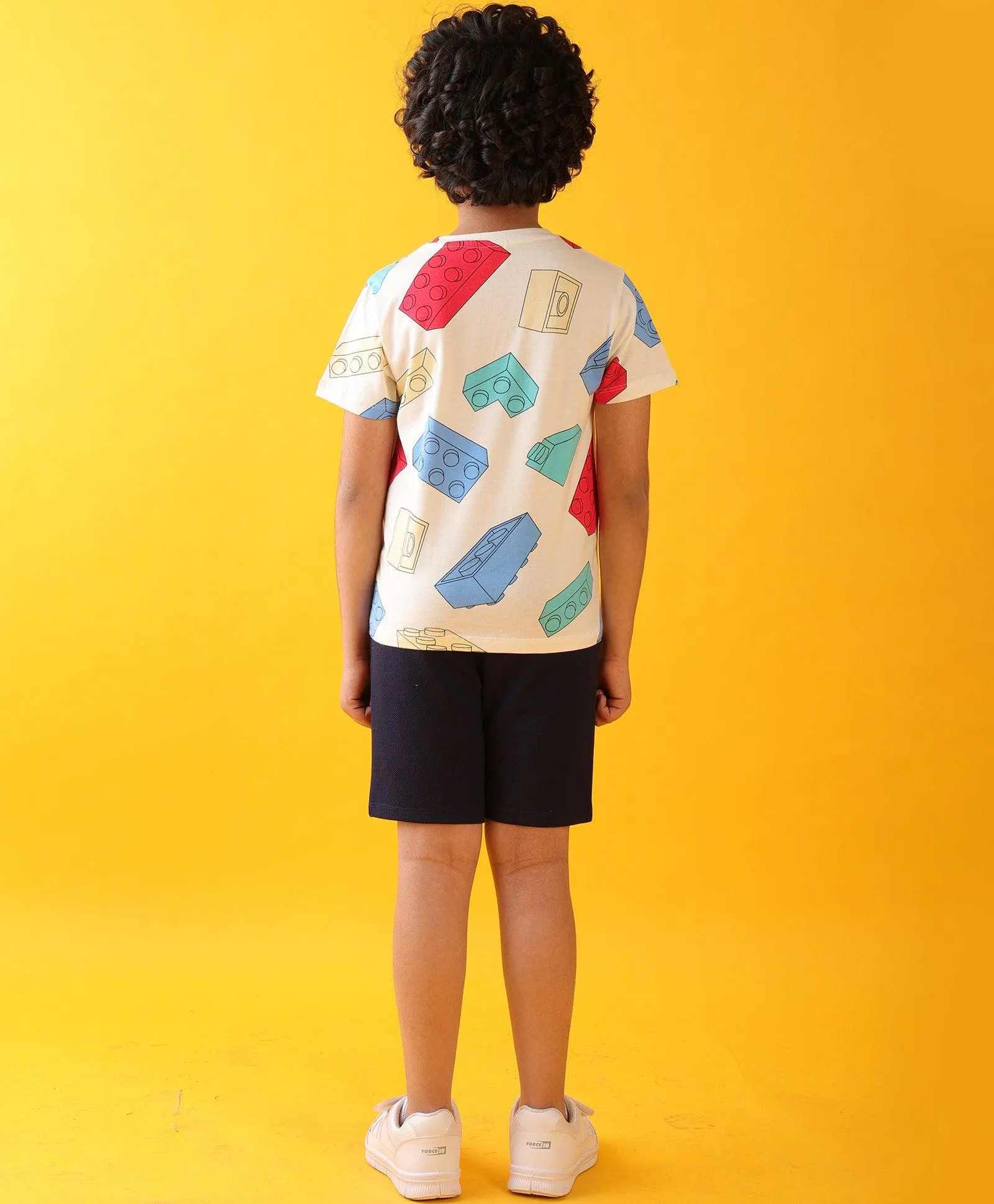 BLOCK BUILDER DENIM BOYS SHORTS SET - WHITE/DENIM