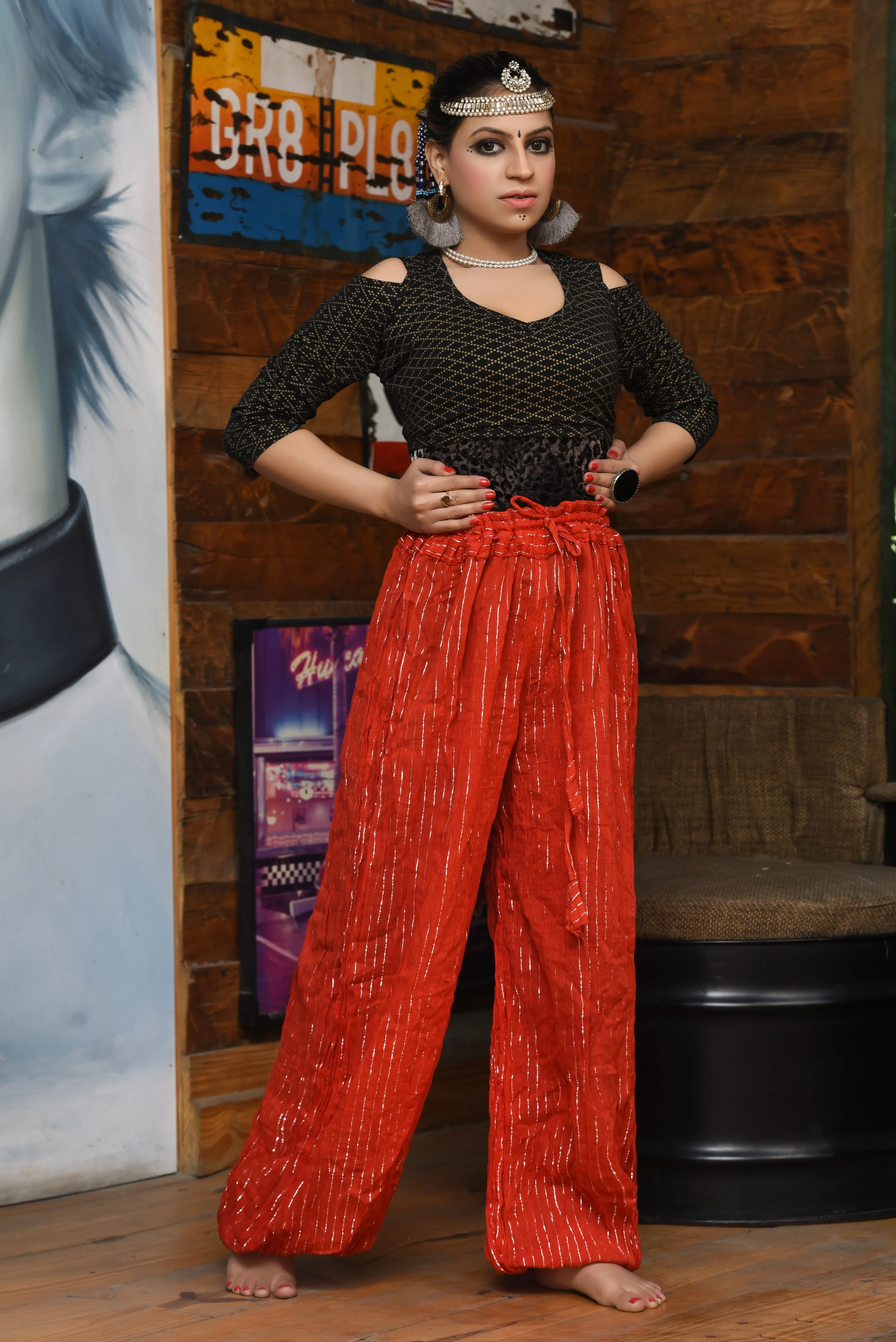 bloomer lurex red