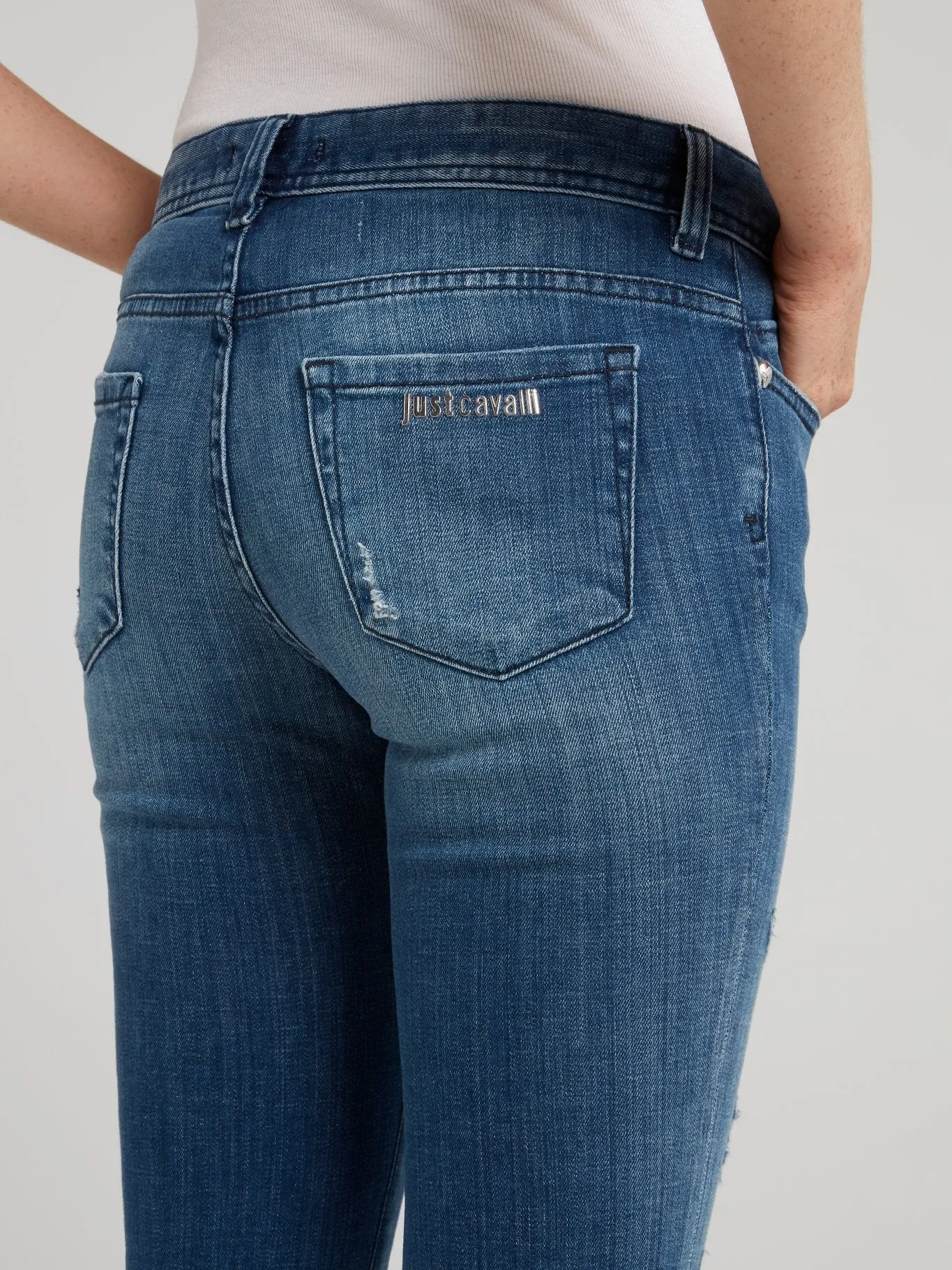 Blue Distressed Denim Trousers