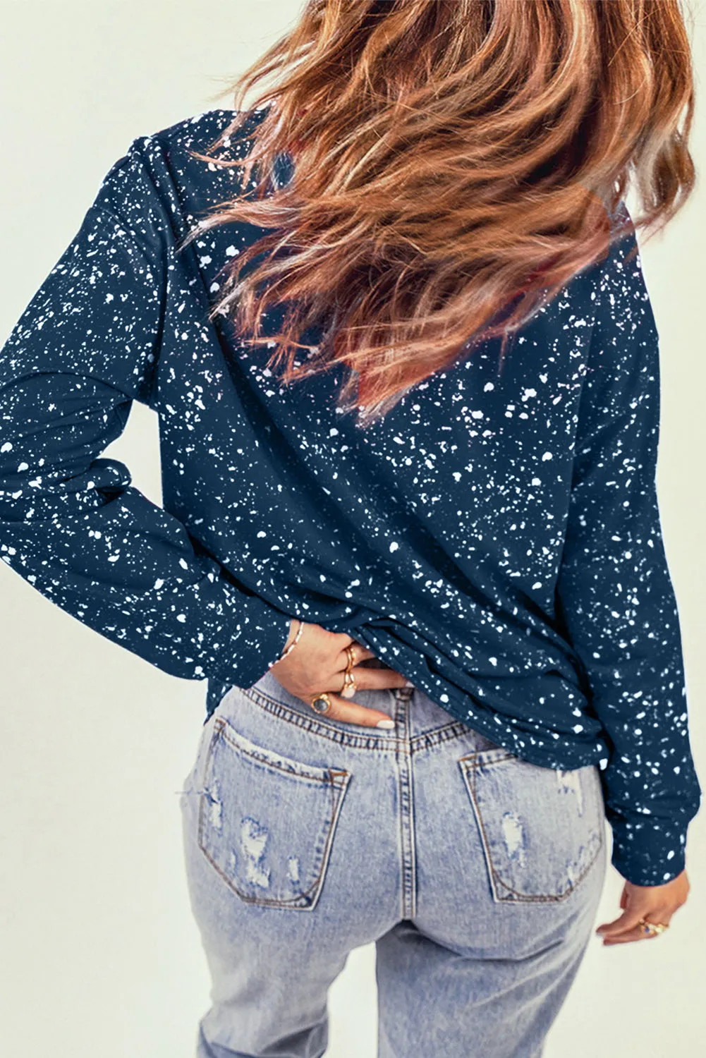Blue LET\'S WATCH THE SUNSET Graphic Bleached Sweatshirt