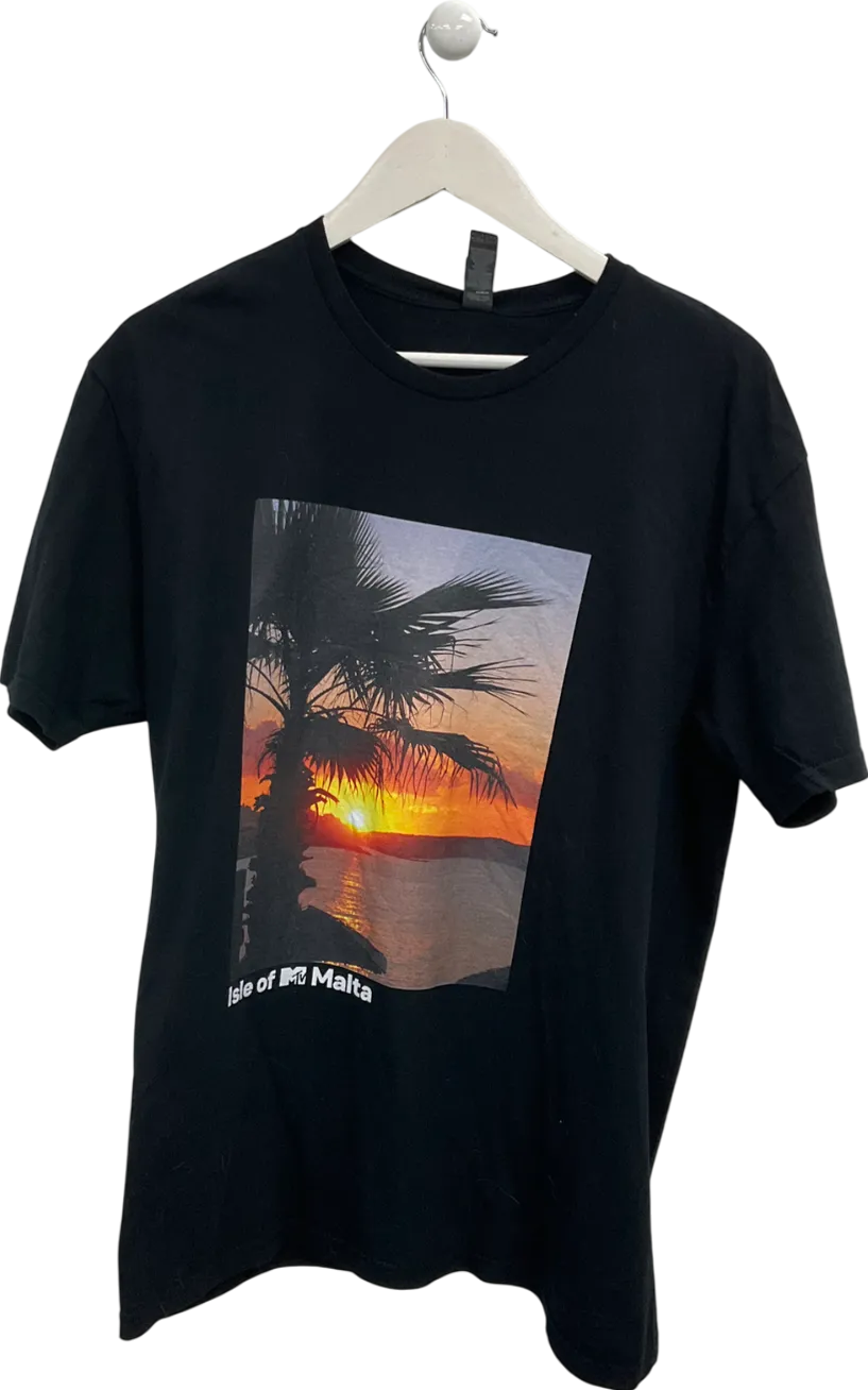 boohooMan Black Oversized Mtv Isle Of Malta T-shirt UK L