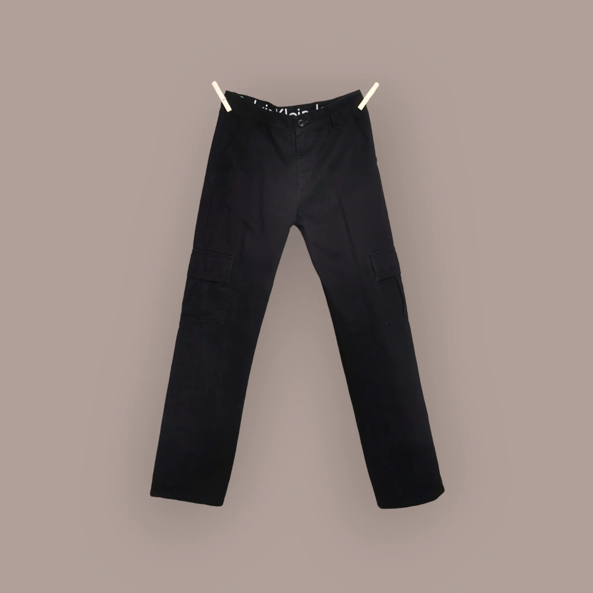 BOY SIZE 12 YEARS - CALVIN KLEIN, Black Cargo Pants EUC B49