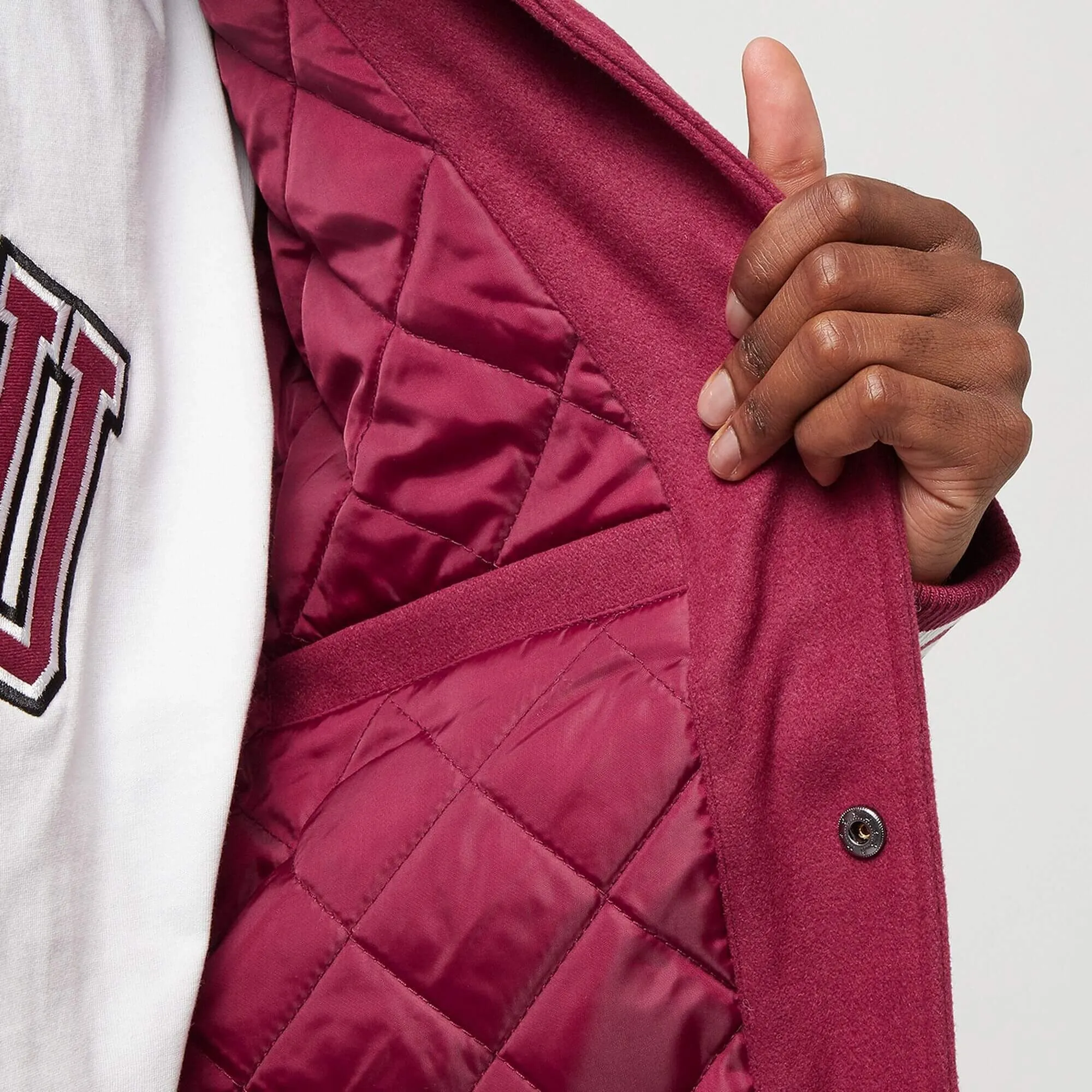 Bunda bomber FUBU College Varsity Jacket červená/krémovo-biela