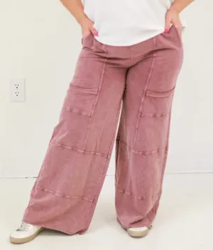 Calling for You Wide Legged Pants in Dusty Plum