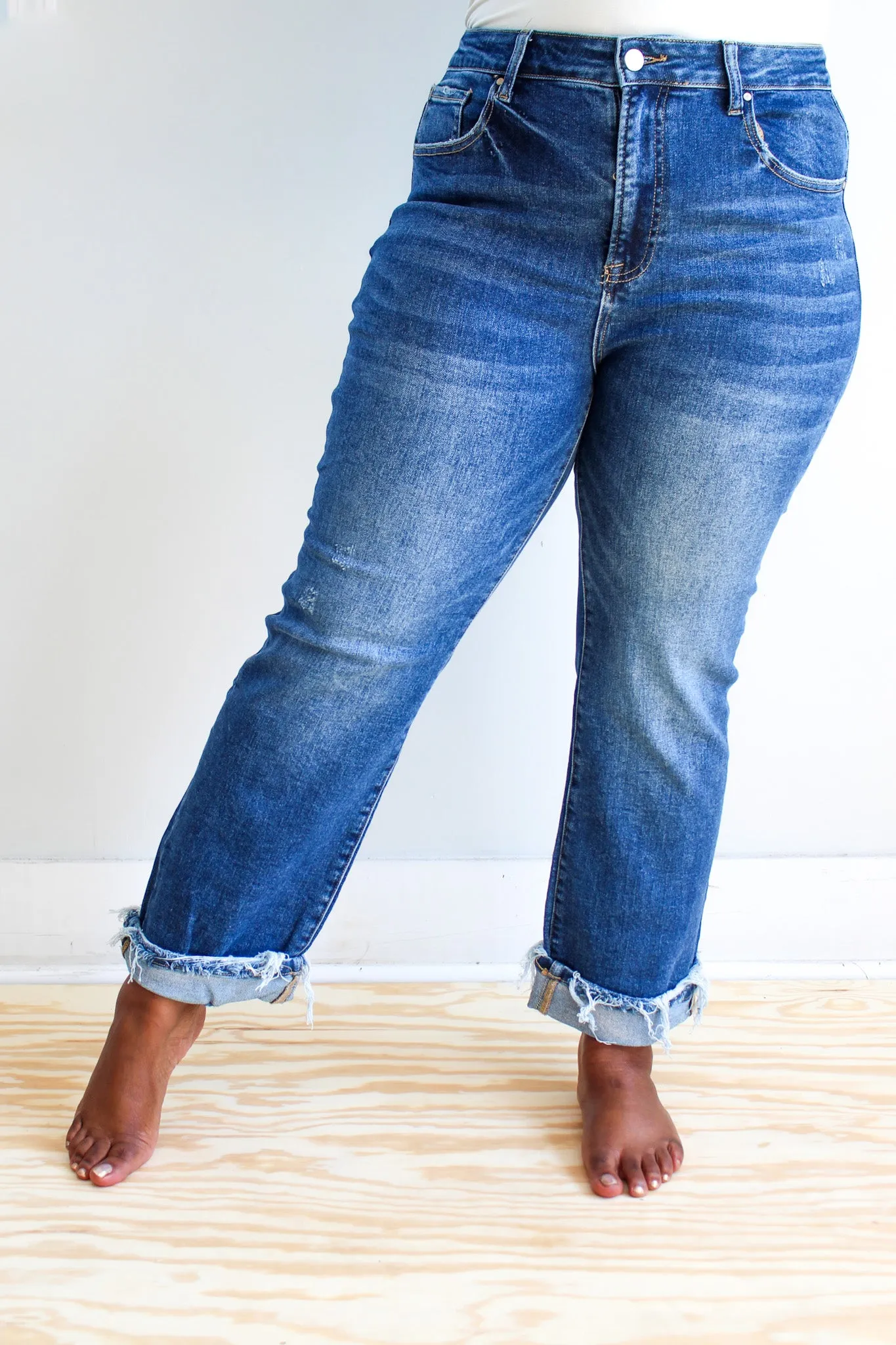Camryn Cuff Hem Straight • Dark Wash - PLUS