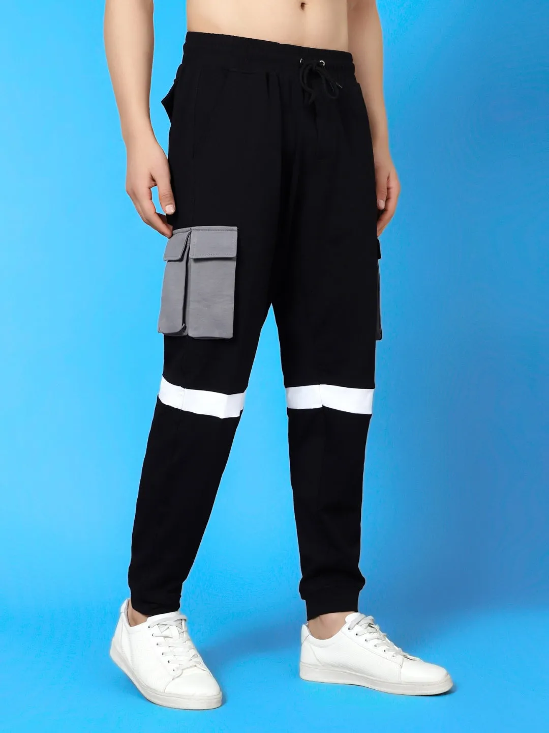 Cargo Pants (Black With Grey Patch Pocket)