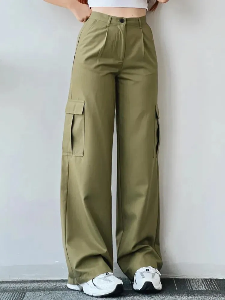 Cargo-Stil Flared Jeans mit weitem Bein