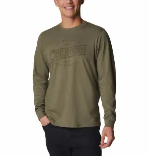 Columbia Men Olive Brighton Woods Graphic Long Sleeve T-Shirt