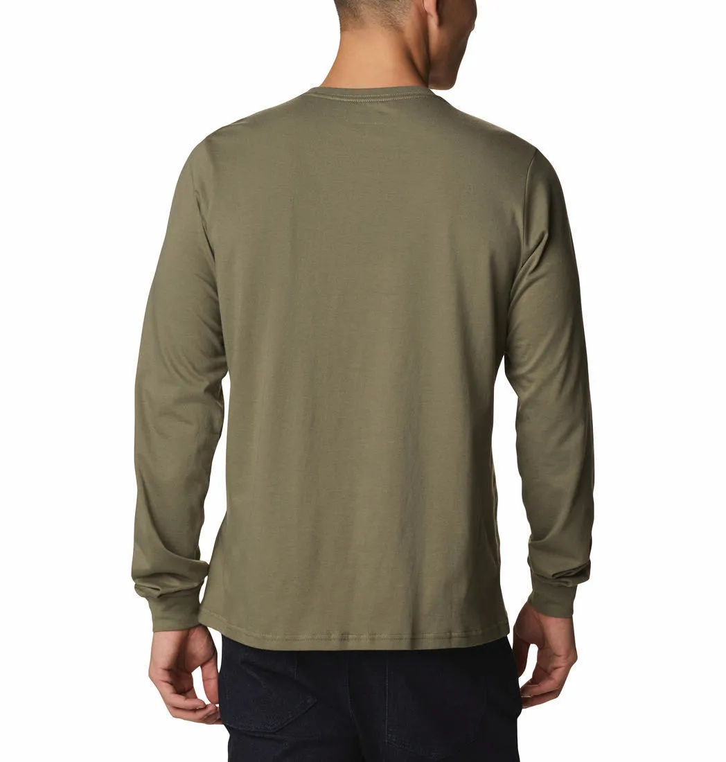 Columbia Men Olive Brighton Woods Graphic Long Sleeve T-Shirt