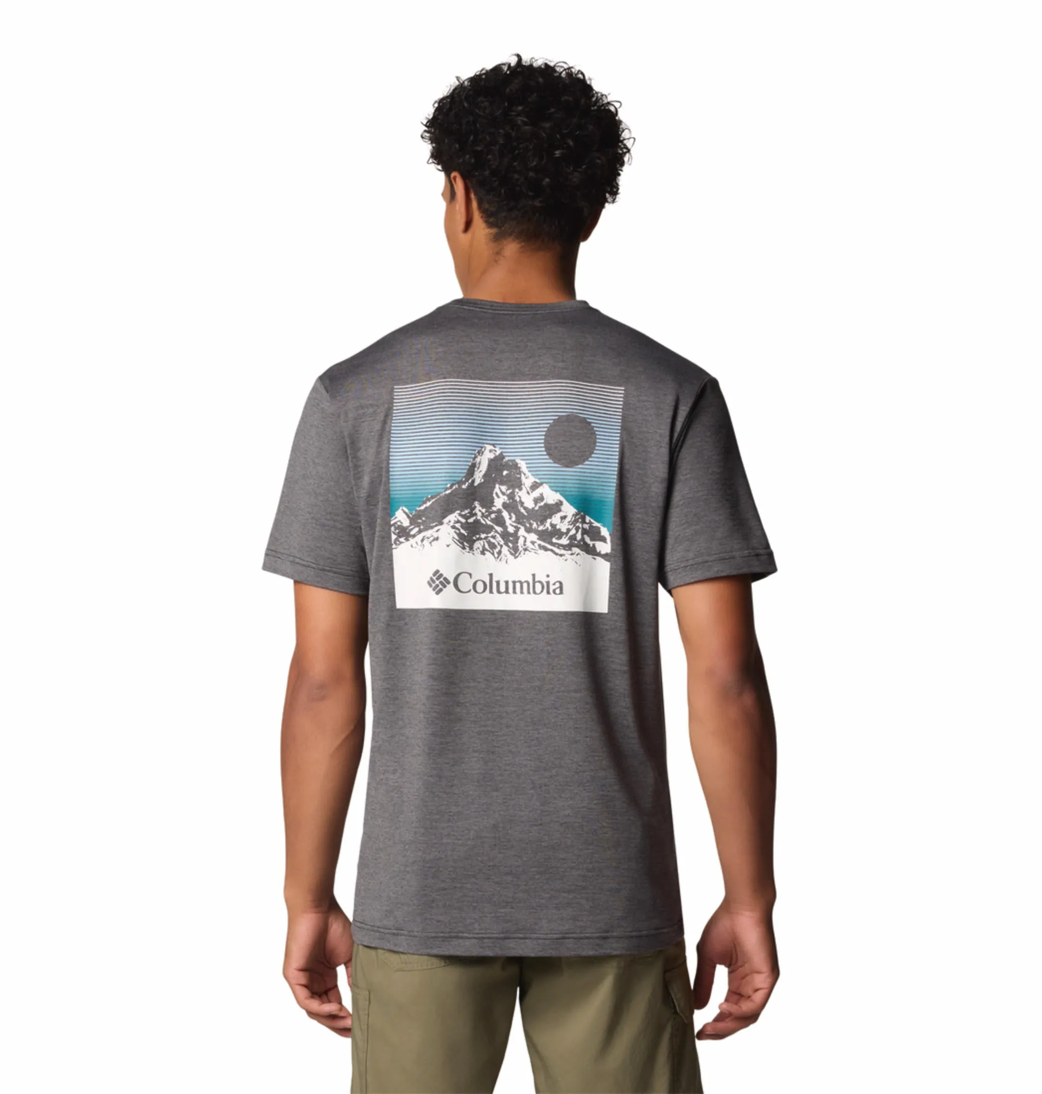 Columbia Mens Grey Omni-Shade Kwick Hike Back Graphic Short Sleeve Tshirt