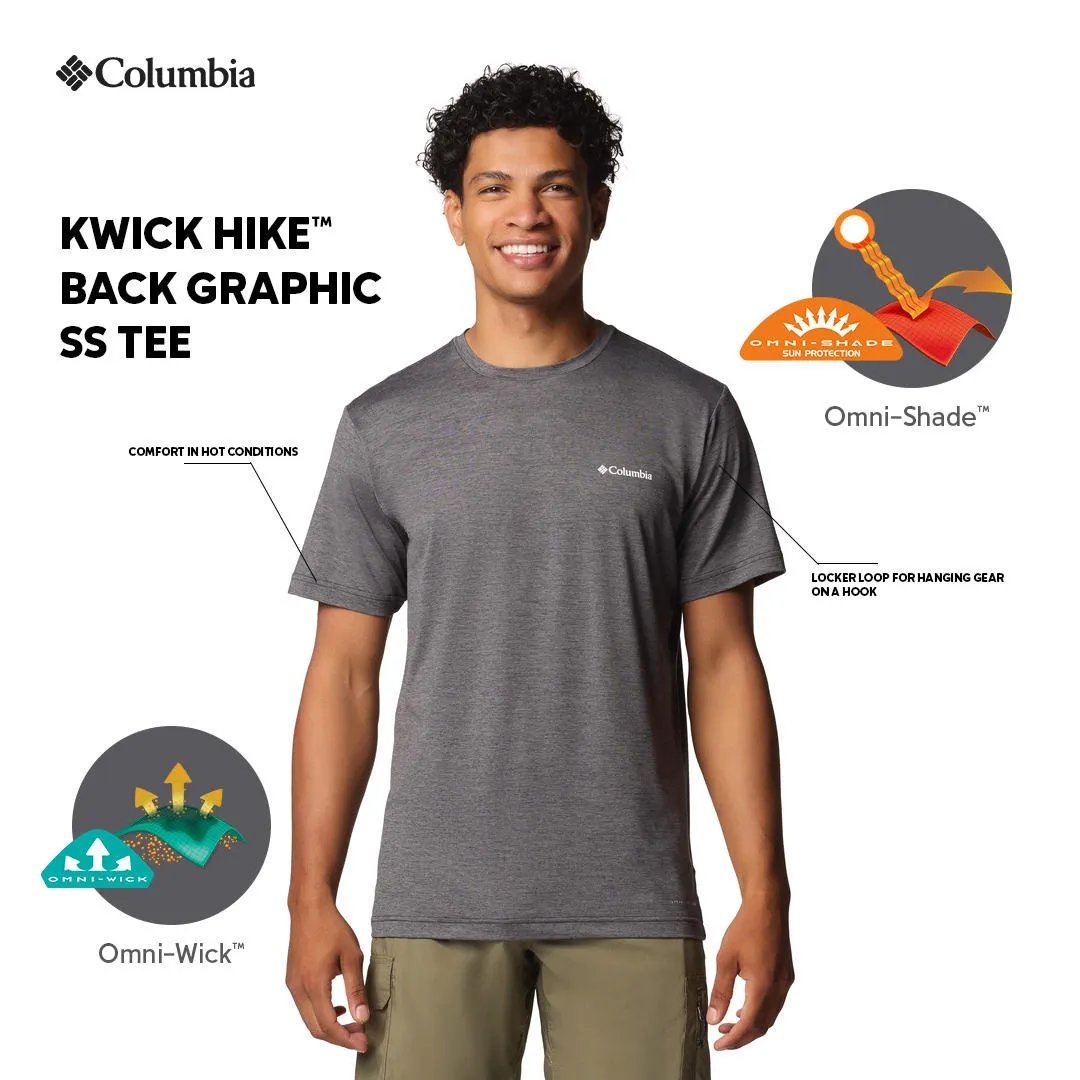 Columbia Mens Grey Omni-Shade Kwick Hike Back Graphic Short Sleeve Tshirt