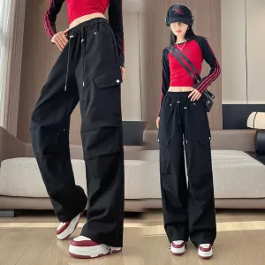 Comfortable Women's Cargo Pants with Flap Pockets and Drawstring Waist