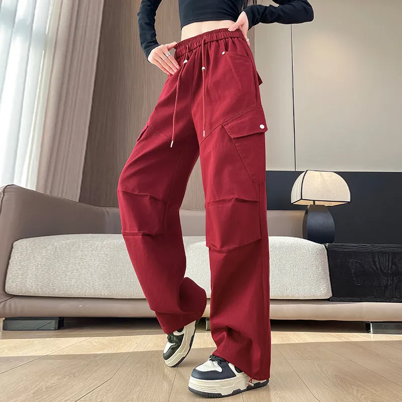 Comfortable Women's Cargo Pants with Flap Pockets and Drawstring Waist
