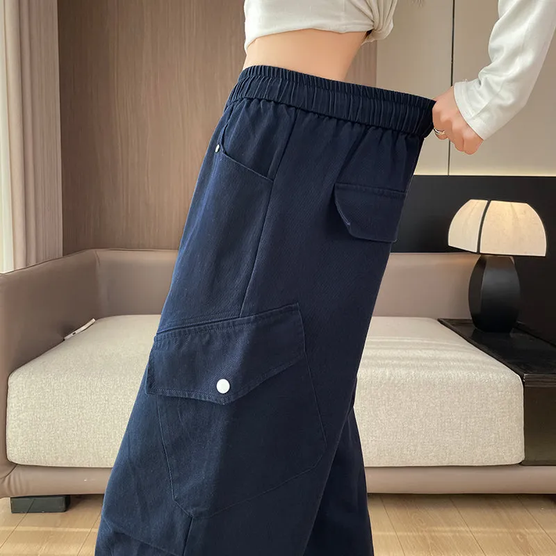 Comfortable Women's Cargo Pants with Flap Pockets and Drawstring Waist