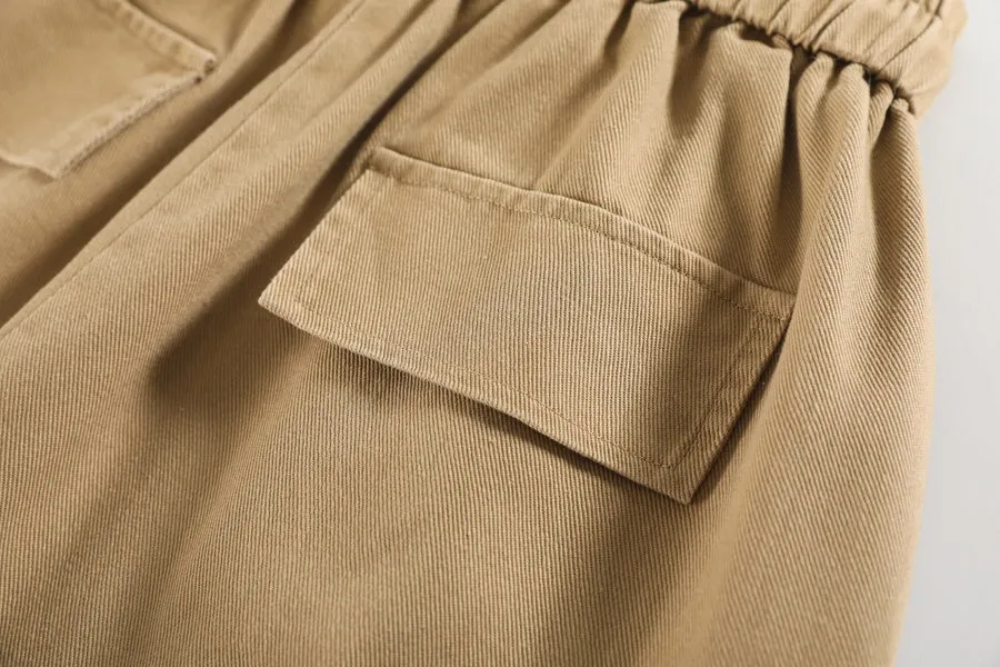 Comfortable Women's Cargo Pants with Flap Pockets and Drawstring Waist