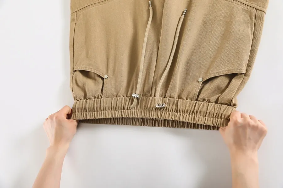 Comfortable Women's Cargo Pants with Flap Pockets and Drawstring Waist