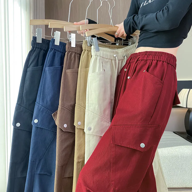 Comfortable Women's Cargo Pants with Flap Pockets and Drawstring Waist