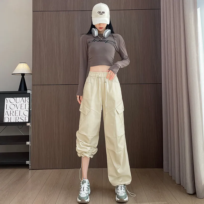 Comfortable Women's Cargo Pants with Flap Pockets and Drawstring Waist