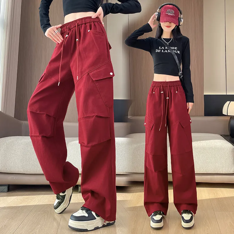 Comfortable Women's Cargo Pants with Flap Pockets and Drawstring Waist
