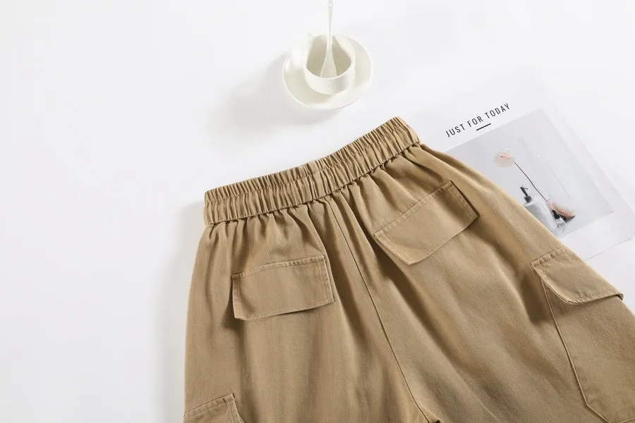 Comfortable Women's Cargo Pants with Flap Pockets and Drawstring Waist